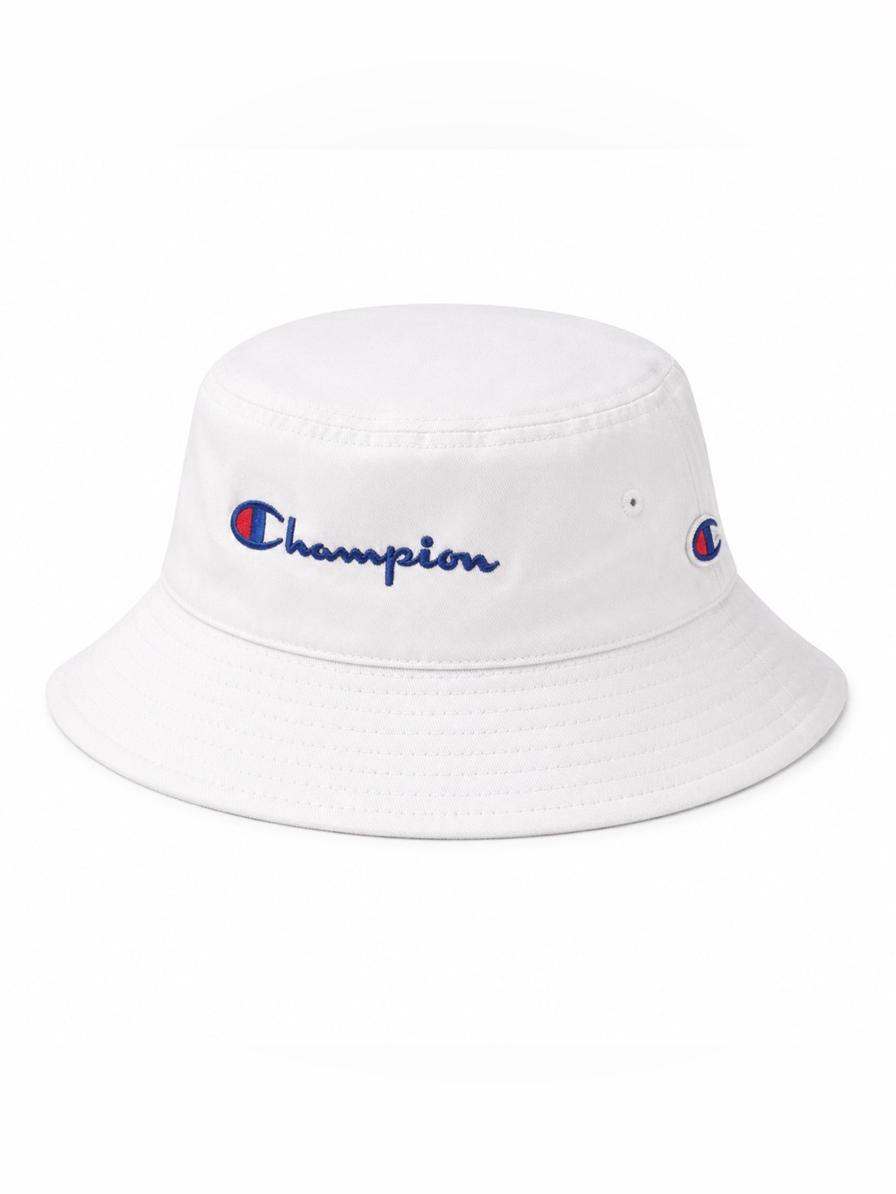 Champion White Kids Bucket Hat with Blue & Red Logo